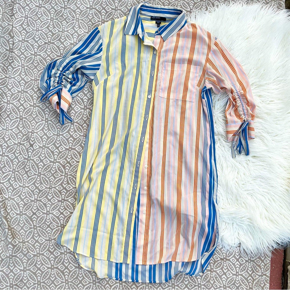 Maggy London Multicolor Striped Midi Dress